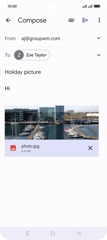 Press the send icon when you've finished your email.