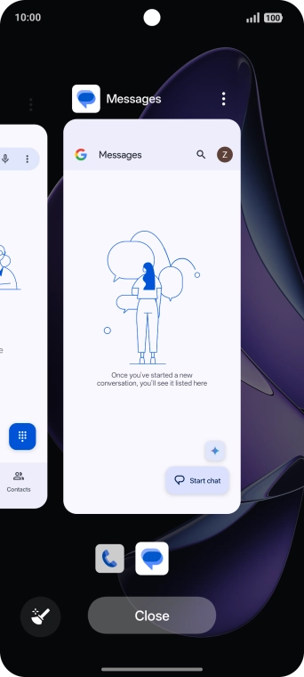 To end one running application, slide your finger upwards on the required application.