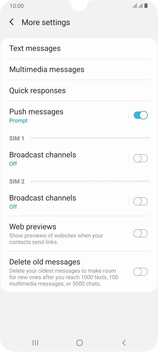 Press Text messages.