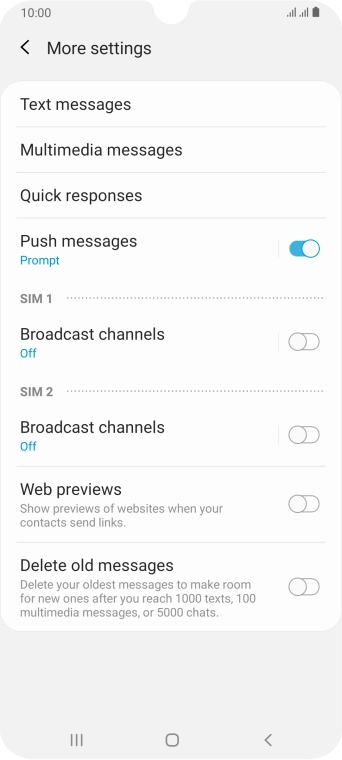 Press Text messages.