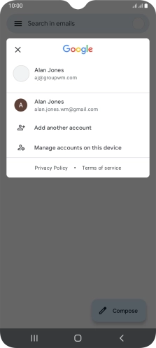Press the required email account.