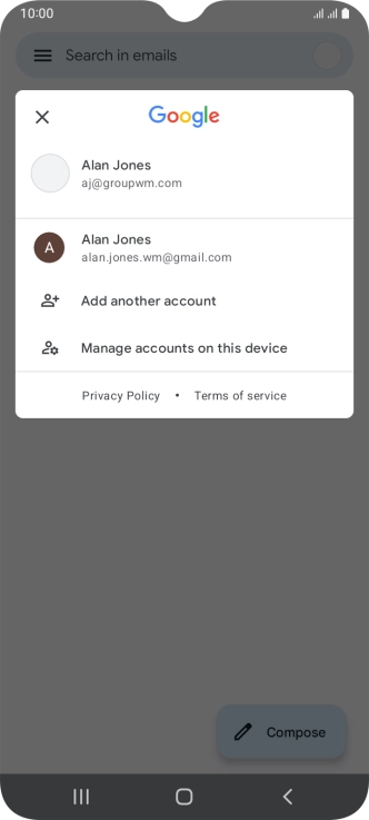 Press the required email account.
