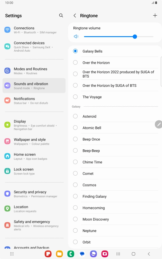 Press the required ring tones to hear them.