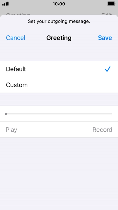 Press Default to select the default greeting.