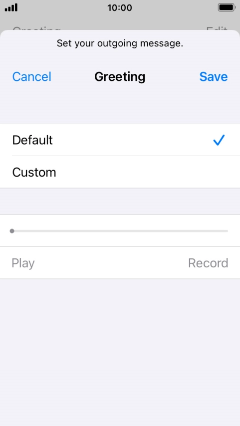 Press Default to select the default greeting.