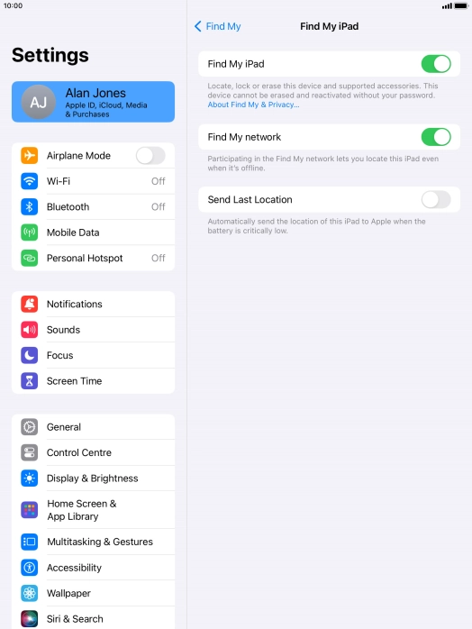 Press the indicator next to 