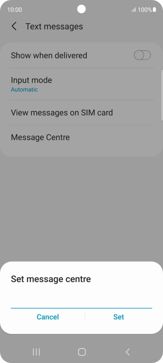 Key in +447958879879 and press Set.