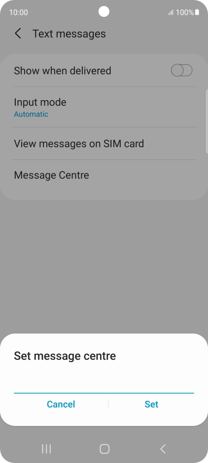 Key in +447958879879 and press Set.