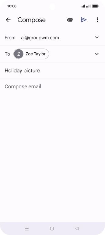 Press the text input field and write the text for your email.