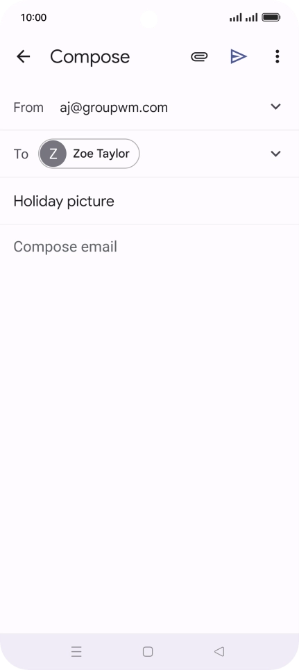 Press the text input field and write the text for your email.