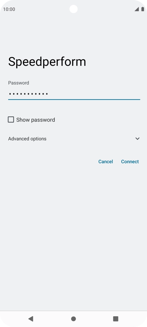 Key in the password for the Wi-Fi network and press Connect.