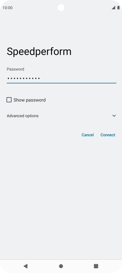 Key in the password for the Wi-Fi network and press Connect.