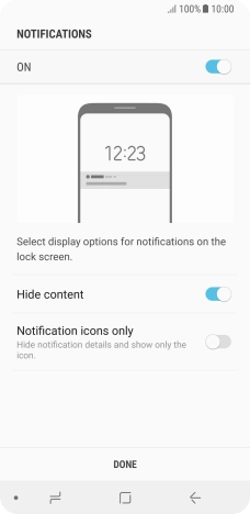 Press the indicator next to the required settings.