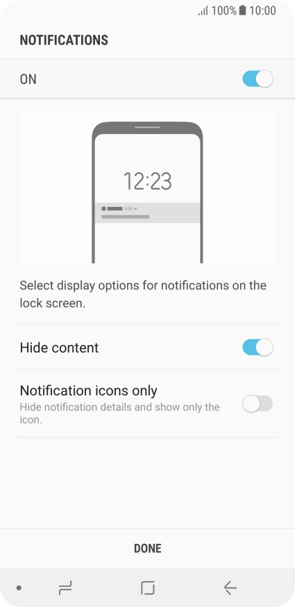 Press the indicator next to the required settings.