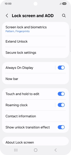 Press Screen lock and biometrics and key in the additional phone lock code you created earlier.