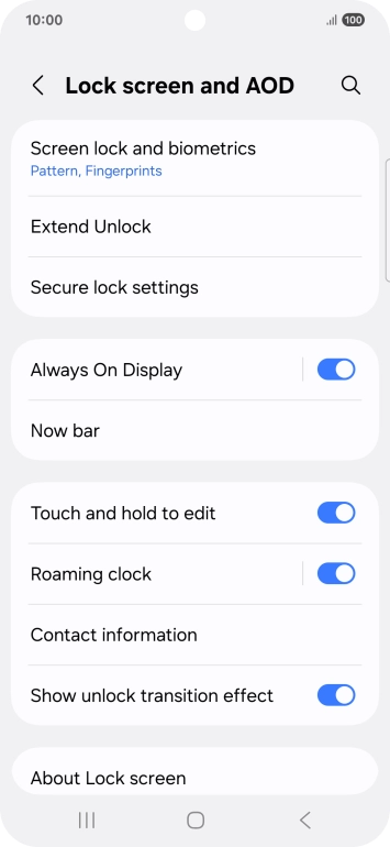 Press Screen lock and biometrics and key in the additional phone lock code you created earlier.