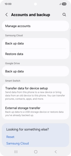 Press Manage accounts.