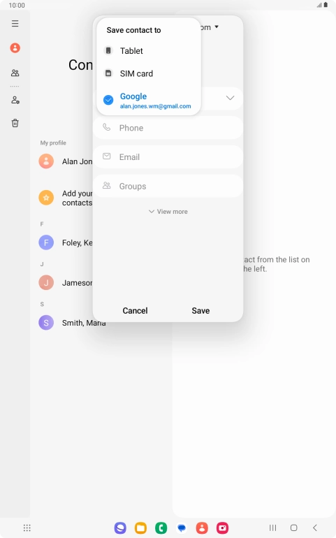 Press the required Google account.