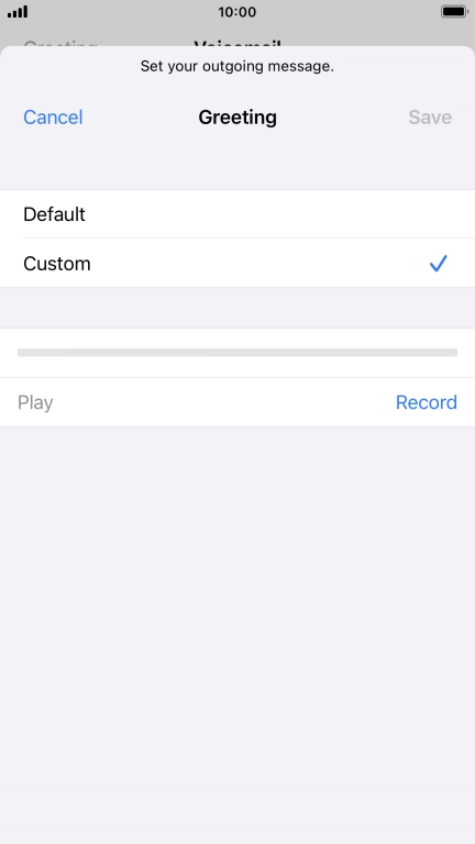 Press Record to start recording a personal greeting.