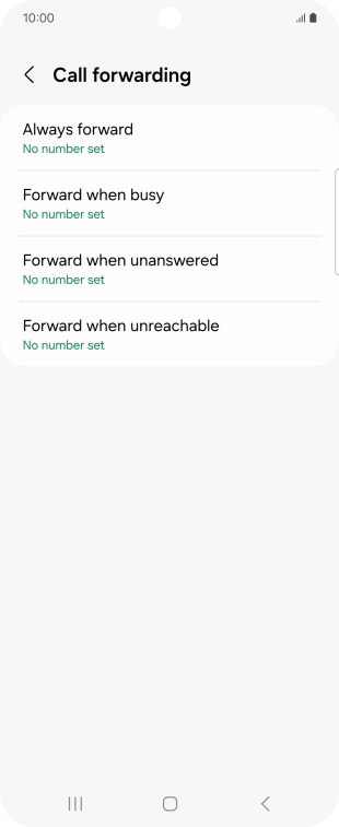 Press the required divert type.