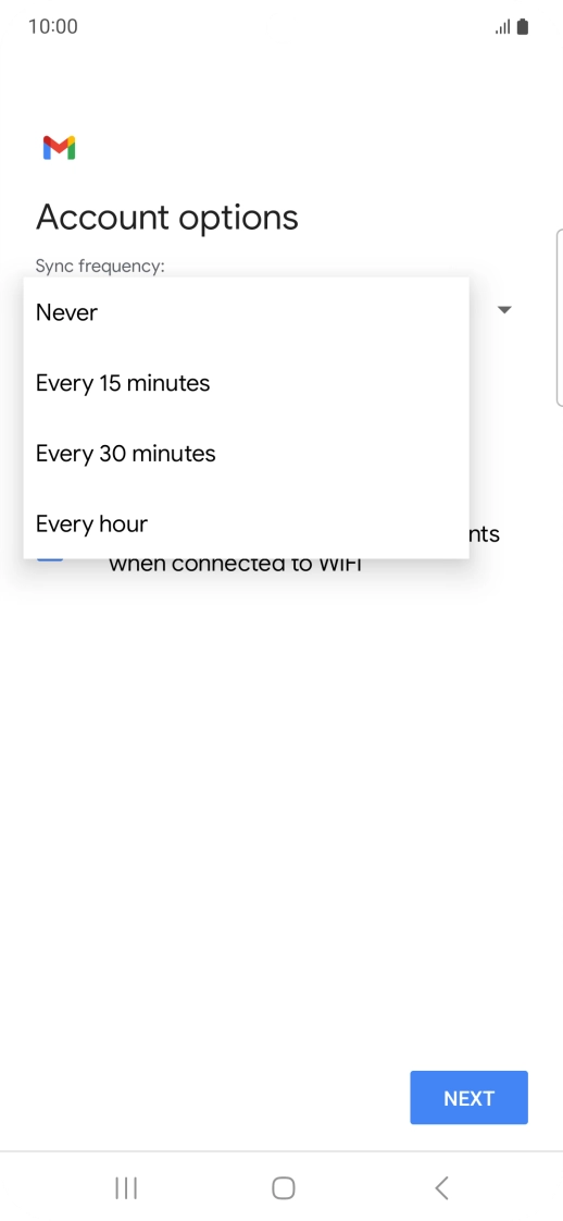 Press the required setting.