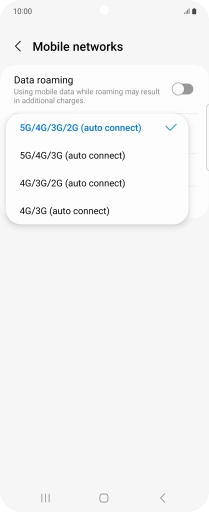 Press the required network mode.