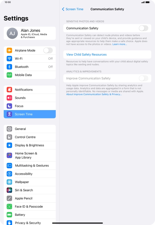 Press the indicator next to 