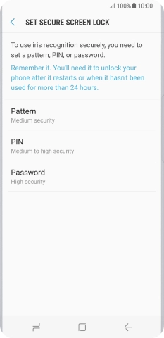 Press the required setting and follow the instructions on the screen to create an additional phone lock code.