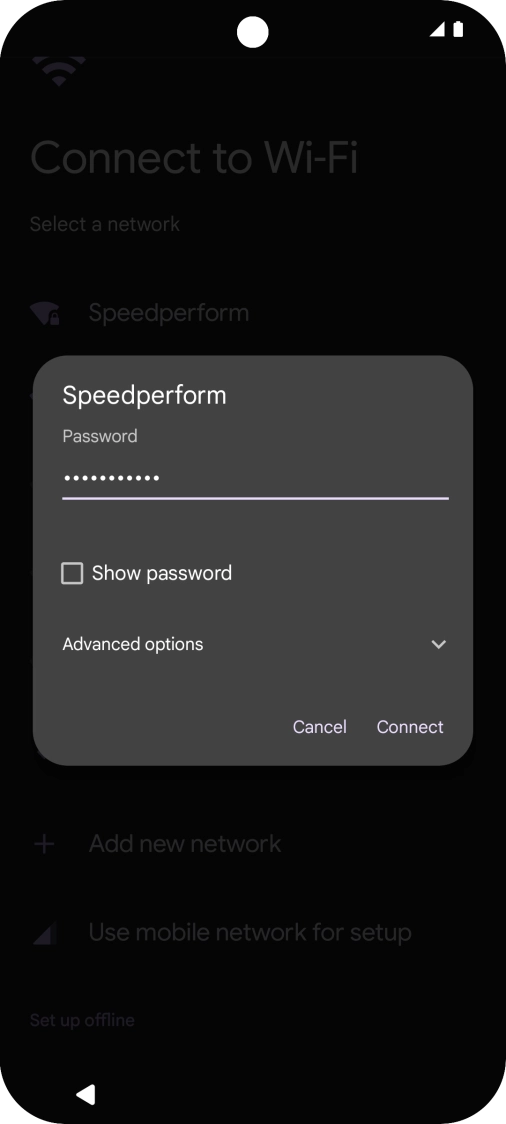 Key in the password for the Wi-Fi network and press Connect.