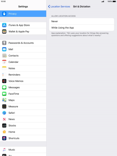 Press the required setting to turn the function on or off.