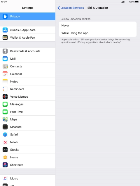Press the required setting to turn the function on or off.