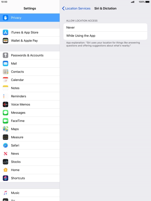 Press the required setting to turn the function on or off.