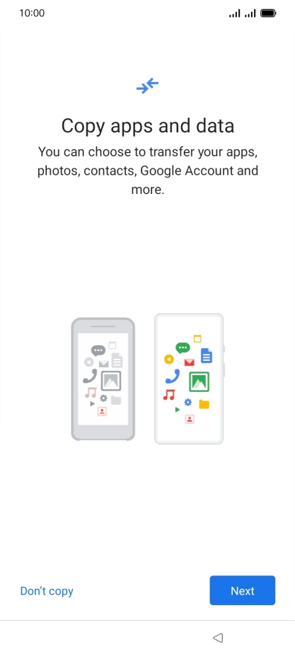 You can transfer the contents of another phone to your phone when it's activated for the first time and after a factory reset. When this screen is displayed, your phone is ready to transfer contents from another phone.