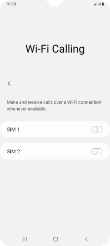 Press the indicator next to the required SIM to turn the function on or off.