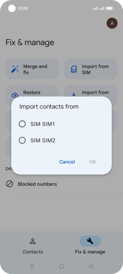 Press the required SIM.