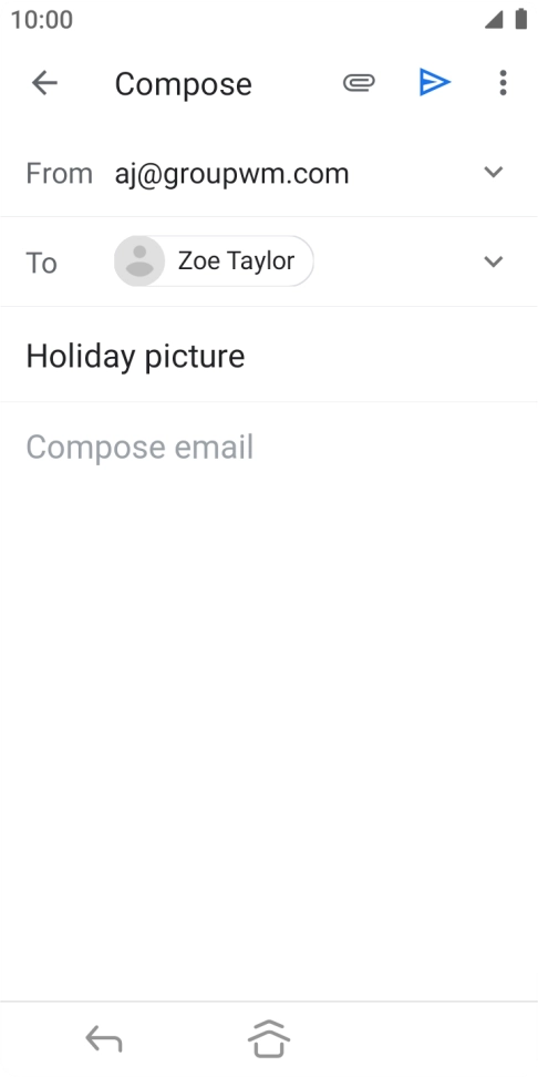 Press the text input field and write the text for your email.