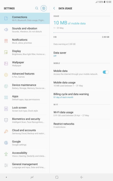 The total data usage is displayed.