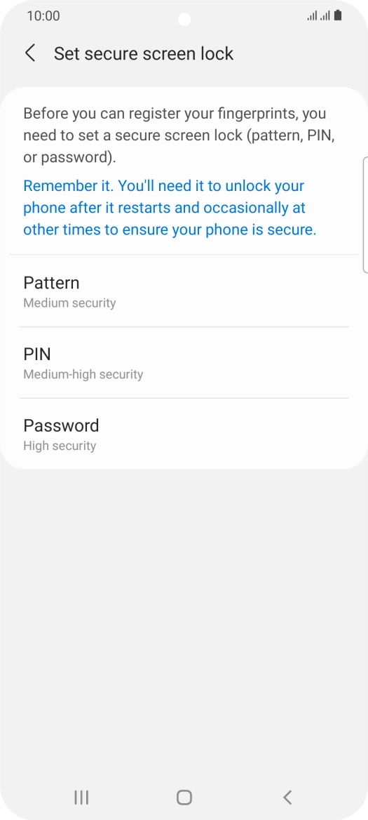 Press the required phone lock code and follow the instructions on the screen to create an additional phone lock code.