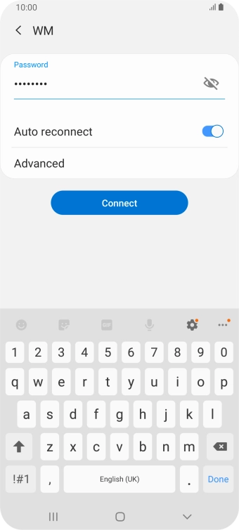 Key in the password for the Wi-Fi network and press Connect.