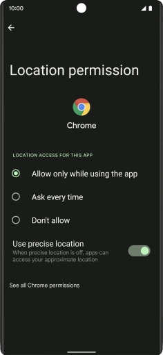 Press the required setting.