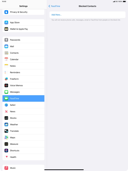 Press Add New... and follow the instructions on the screen to block a contact.