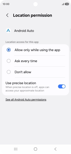 Press the required setting.