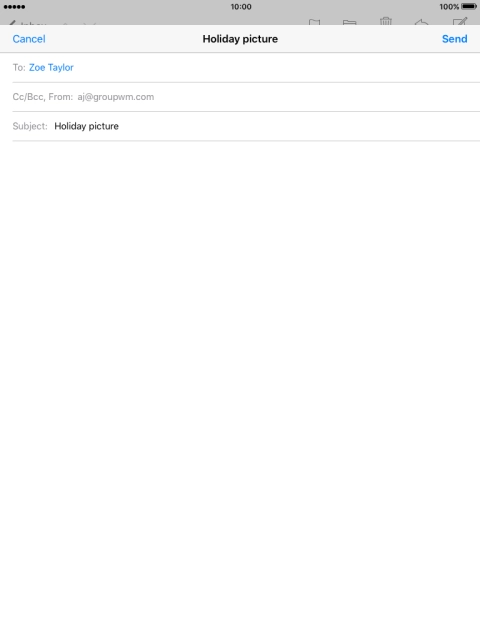 Press the text input field and write the text for your email message.