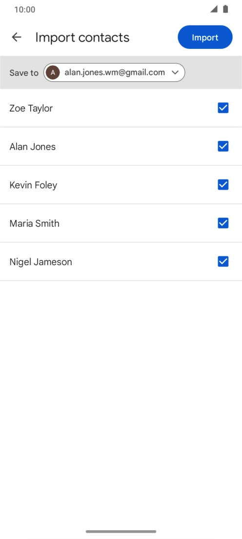 Press the fields next to the required contacts to select them.