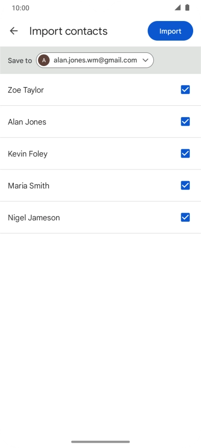 Press the fields next to the required contacts to select them.