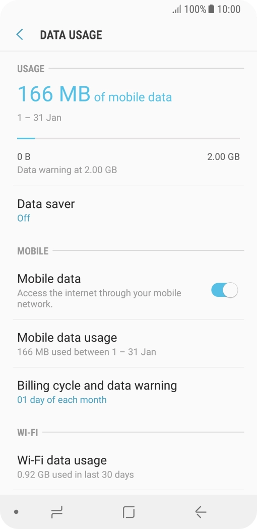 The total data usage is displayed.