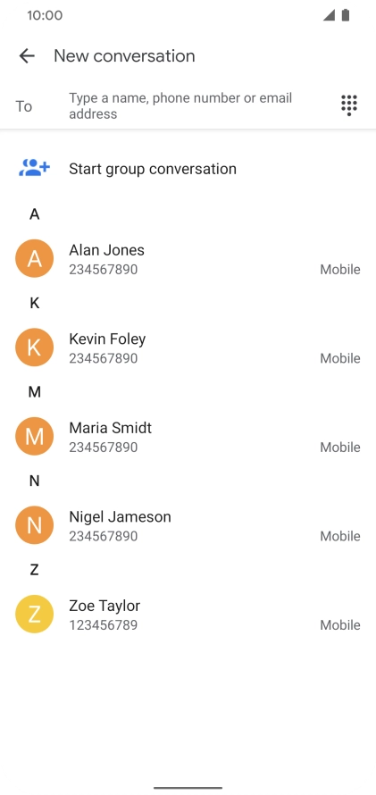 Press To and key in the first letters of the recipient's name.