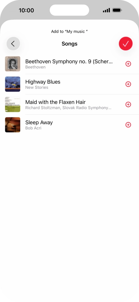 Go to the required category and press the add icon next to the required audio file.