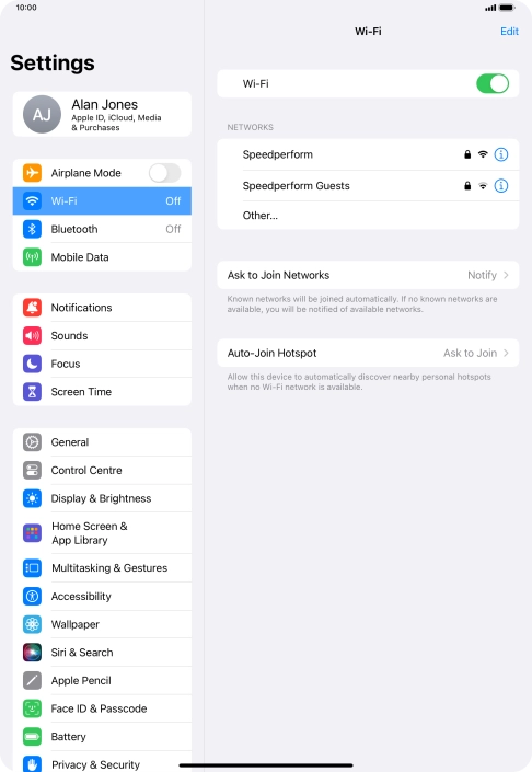 Press the required Wi-Fi network and key in the password for the Wi-Fi network.