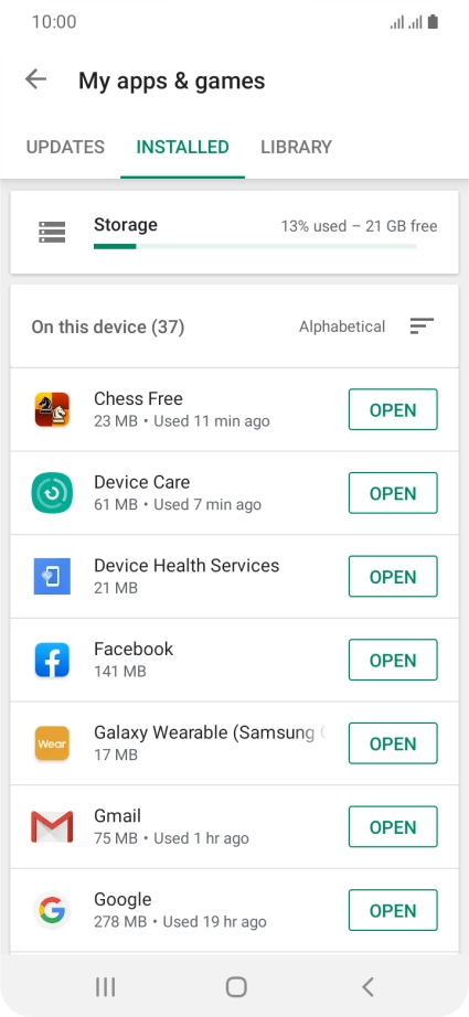 Press the required app.